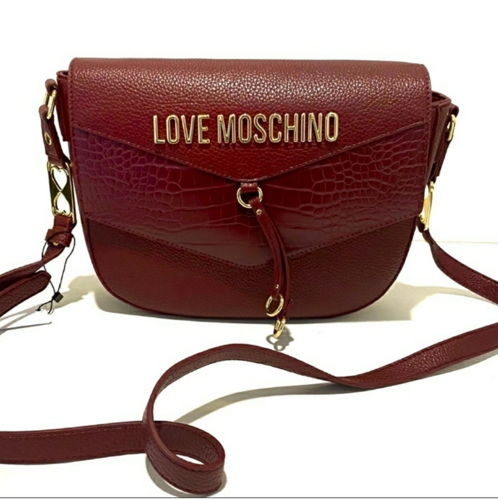 LOVE MOSCHINO-Bag Gold Logo Appliquéd Croc